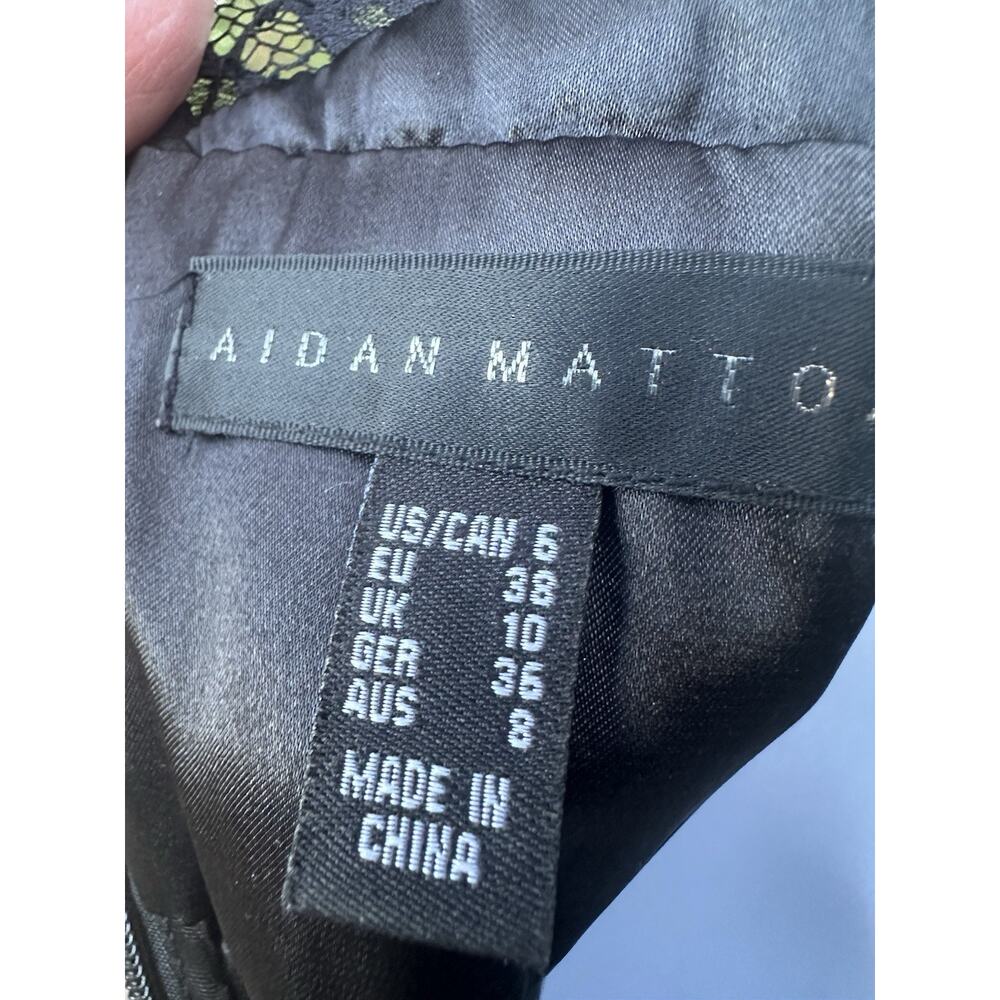 Aidan Mattox Black Illusion Neckline Lace & Silk Chiffon Gown Sz 6 Party Formal - Picture 10 of 16